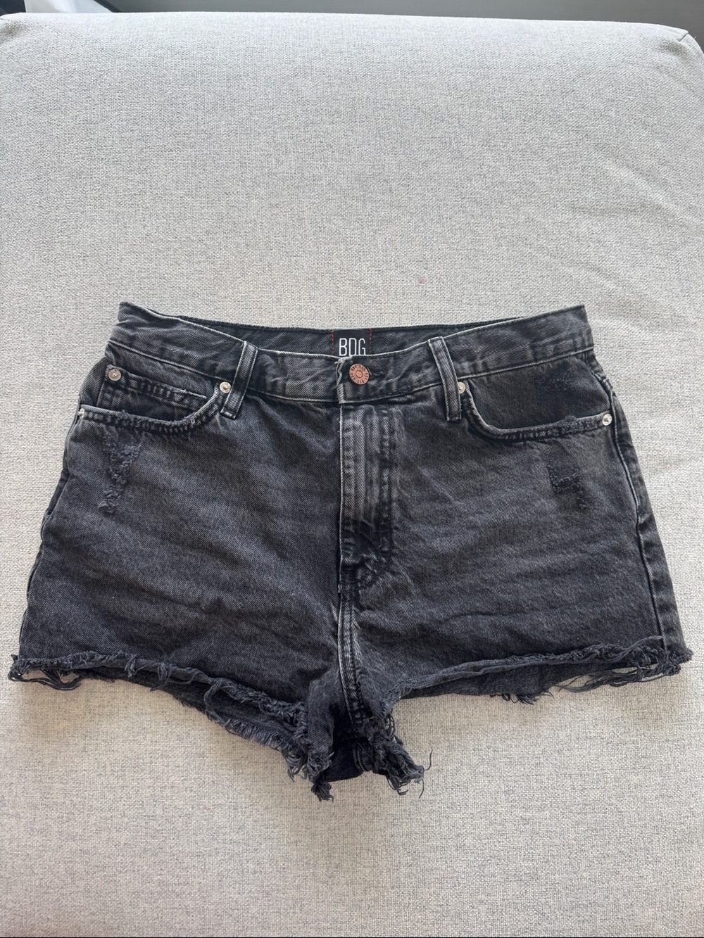 BDG Black Washed Girlfriend High-Rise Denim Cutoff Shorts